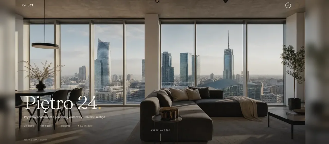 Piętro 24, apartament premium z panoramą Warszawy